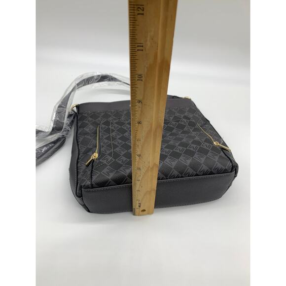 Isaac Mizrahi Live Crossbody Bag Women Multi Pouch Signature Canvas Gray Purse - Picture 7 of 11